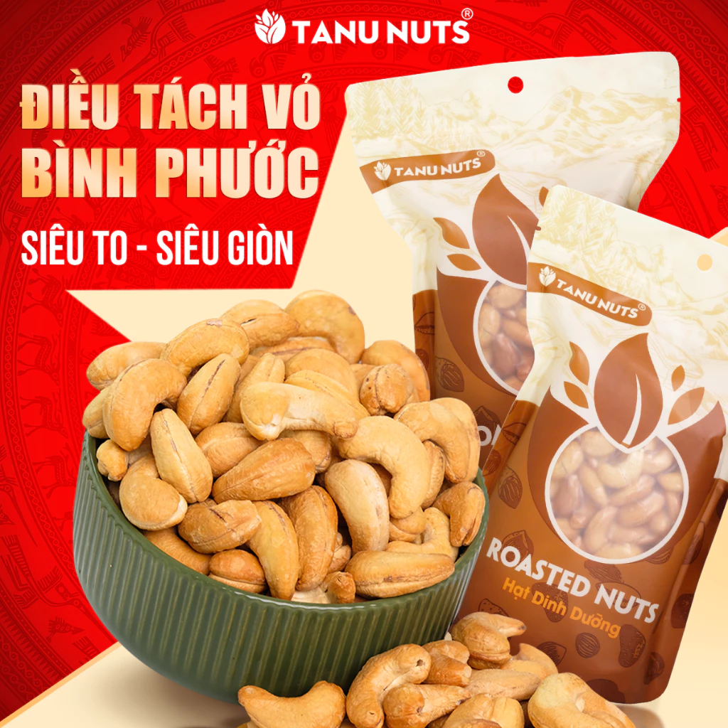 Nhân hạt điều tách vỏ rang muối TANU NUTS, hạt ngũ cốc dinh dưỡng